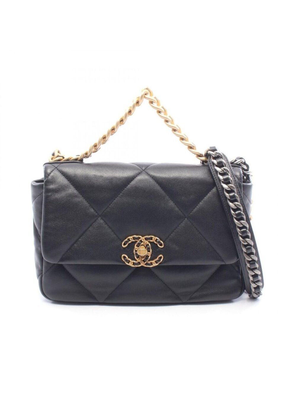 Chanel Shoulder Bag 19 Dixneuf Quilted 2-Way Black Leather Chanel 19 Chain